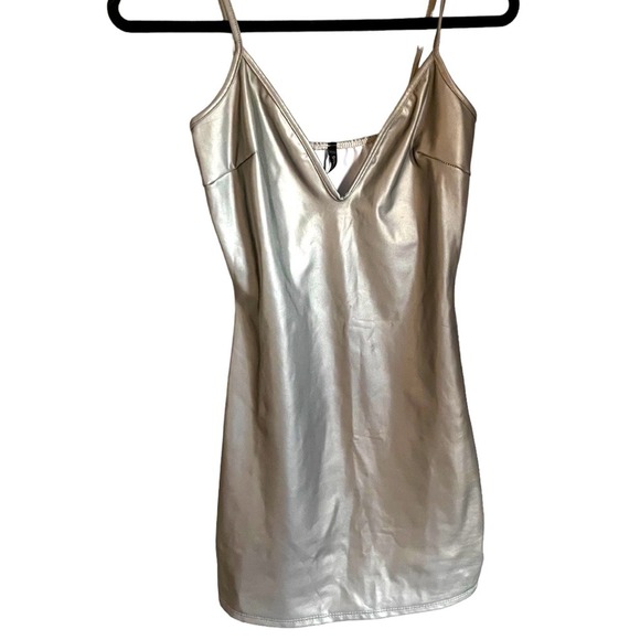 Blanc Reflective Silver Mini Dress Small Club Rave Taylor‎ Swift Beyoncee - Picture 1 of 4